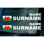 Rally Tag Surname Name Stickers Decals Welsh Wales Dragon Flag