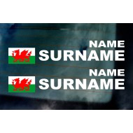 Rally Tag Surname Name Stickers Decals Welsh Wales Dragon Flag